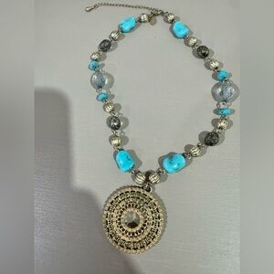 Lia Sophia gold and turquoise necklace